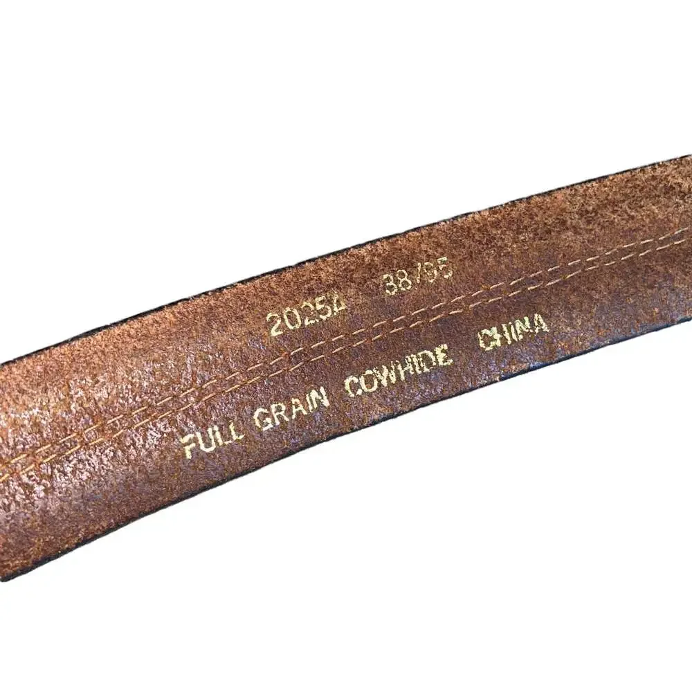 Belt Full Grain Cowhide Leather Belt with solid brass hardware size 38/95 Brown